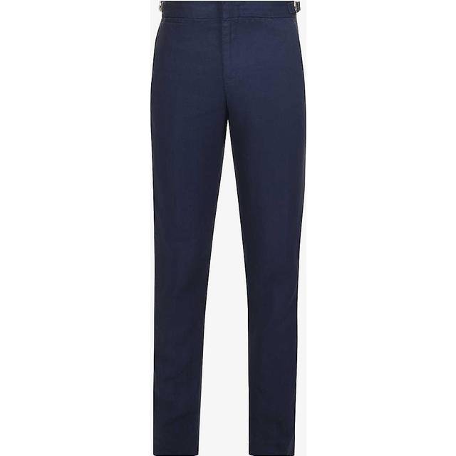 Orlebar Brown Mens Vy Griffon Slim-fit Straight-leg Linen Trousers 38 - NAVY