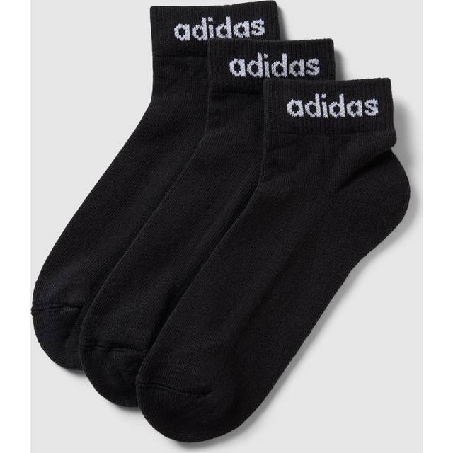 adidas Sportswear Unisex 3 Pack Cushioned Linear Ankle Socks - Black, Black/White, Size S, Men