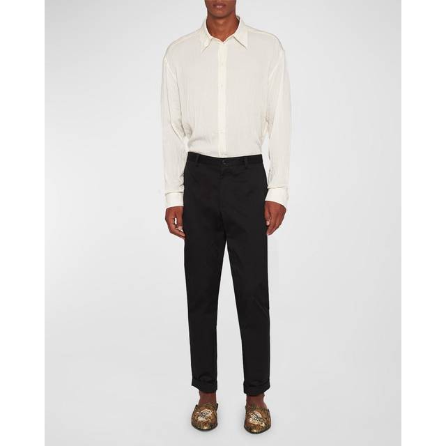 Dolce & Gabbana, Formal Shirts, male, White, L, Silk Over Shirt with Wrinkled Effect