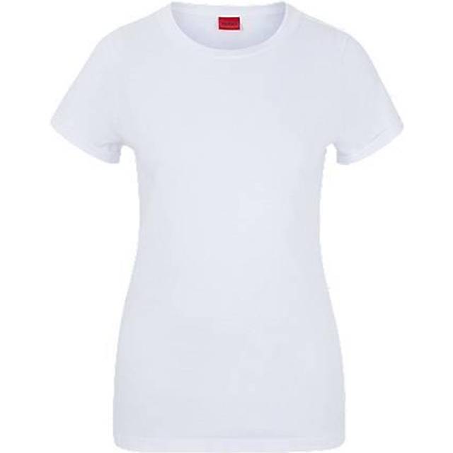 HUGO Damer The Plain T-shirt av bomullsjersey med logotyptryck, vit100, M