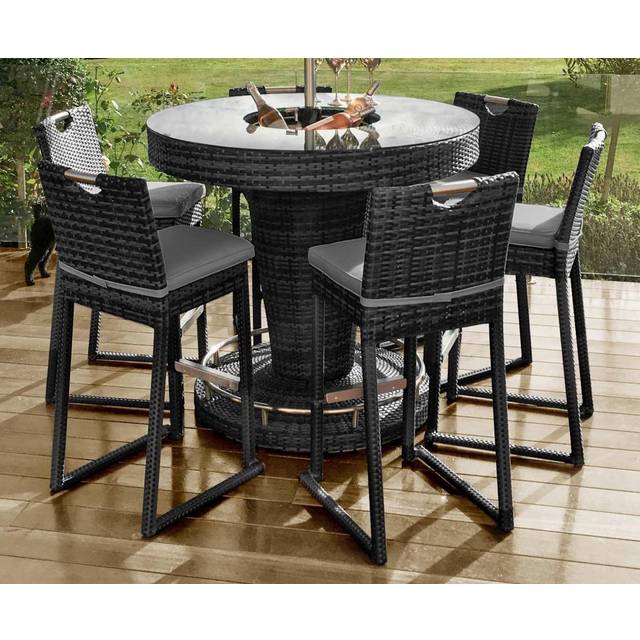 Maze Rattan 6 Seat Bar Set with Ice Bucket - Grey