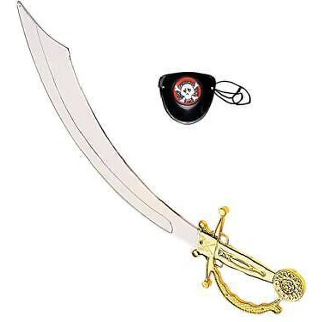 Fancy Dress Pirate Sword & Eye Patch - Eye Accessory Buccaneer Sailor Jack -  pirate eyepatch accessory buccaneer sailor jack blackbeard plasti