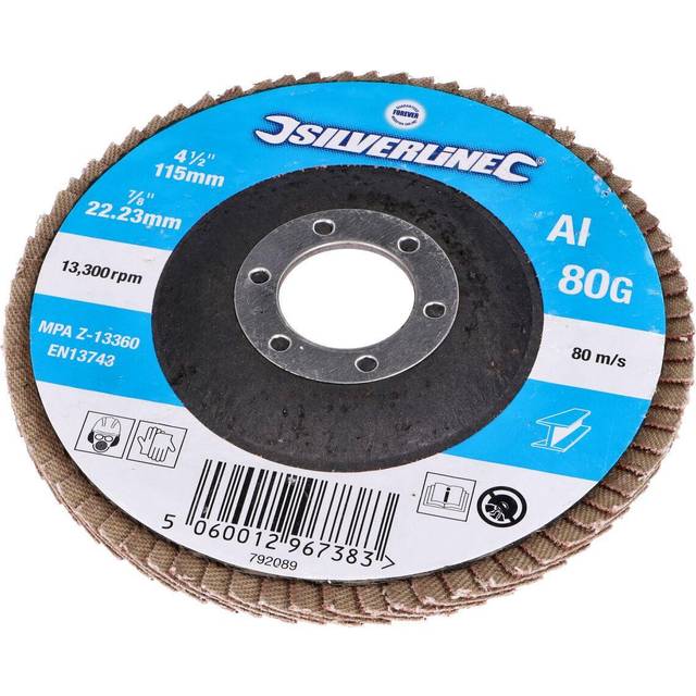 Silverline Aluminium Oxide Flap Disc 115mm 80 Grit
