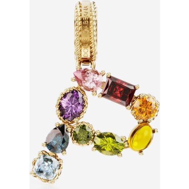Dolce & Gabbana Charm P Lettering 18-carat Yellow Gold And Multicolored Gems - Woman Charms Gold Onesize