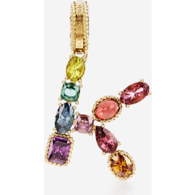 Dolce & Gabbana Rainbow Alphabet K 18 Kt Yellow Gold Charm With Multicolor Fine Gems - Woman Charms Gold Onesize