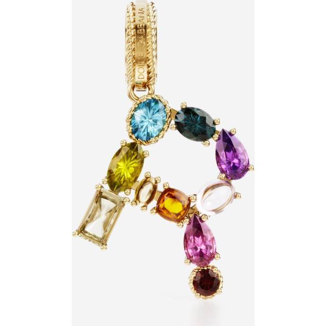 Dolce & Gabbana Charm R Lettering 18-carat Yellow Gold And Multicolored Gems - Woman Charms Gold Onesize