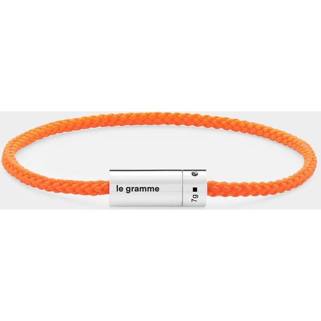 7g Polished Sterling Silver Nato Cable Bracelet - Orange