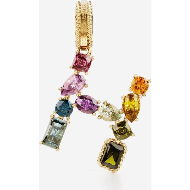 Dolce & Gabbana Charm H Lettering 18-carat Yellow Gold And Multicolored Gems - Woman Charms Gold Onesize