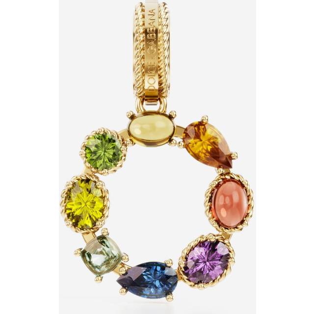 Dolce & Gabbana Rainbow Alphabet O 18 Kt Yellow Gold Charm With Multicolor Fine Gems - Woman Charms Gold Onesize