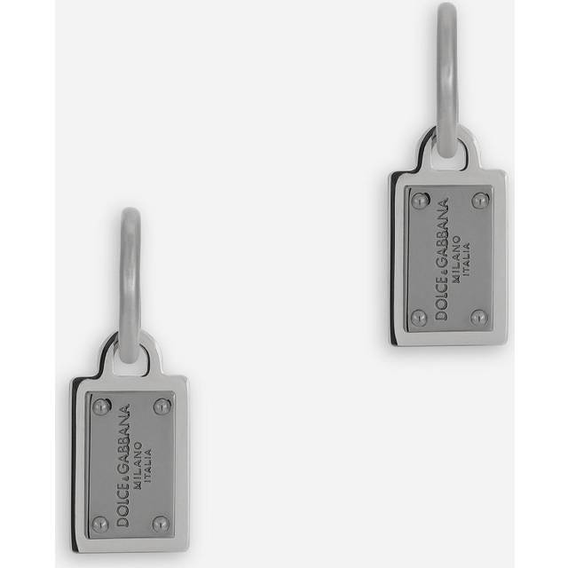 Dolce & Gabbana Earrings With Logo Tag - Man Bijoux Silver Metal Onesize