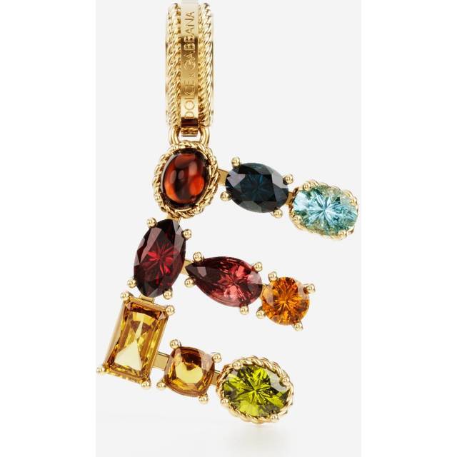Dolce & Gabbana Charm E Lettering 18-carat Yellow Gold And Multicolored Gems - Woman Charms Gold Onesize