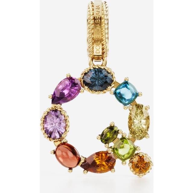 Dolce & Gabbana Rainbow Alphabet Q 18 Kt Yellow Gold Charm With Multicolor Fine Gems - Woman Charms Gold Onesize