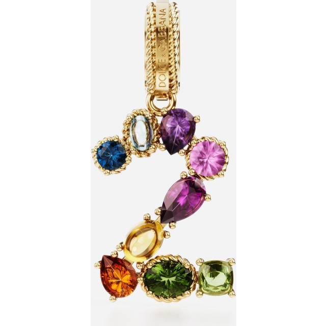 Dolce & Gabbana 18 Kt Yellow Gold Rainbow Pendant With Multicolor Finegemstones Representing Number 2 - Woman Charms Gold Onesize