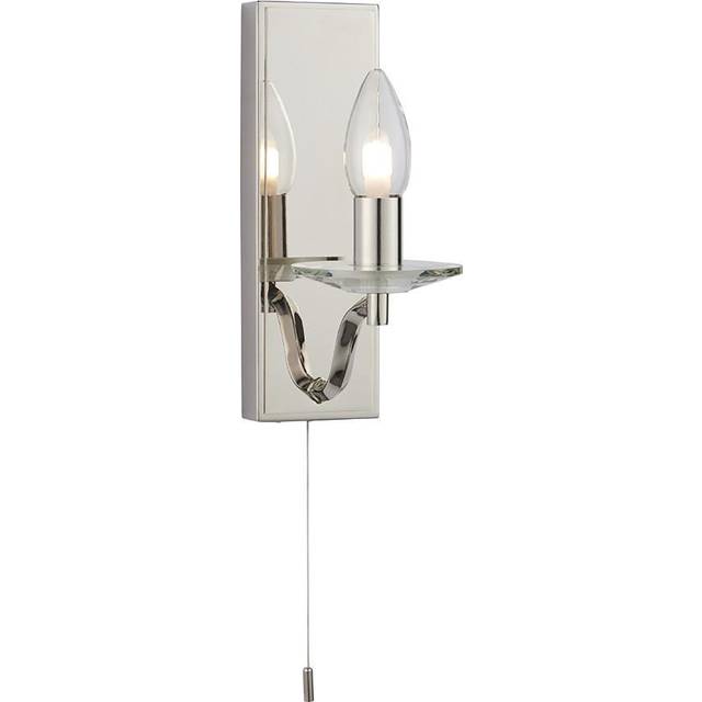 Fano Bathroom Wall Lamp Polished Nickel Plate Crystal IP44 - Polished Nickel Plate & Clear Crystal - Yellow