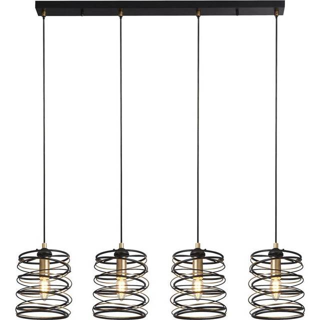 Searchlight 85583-4BGO Spring 4 Light Bar Pendant Black Metal Gold