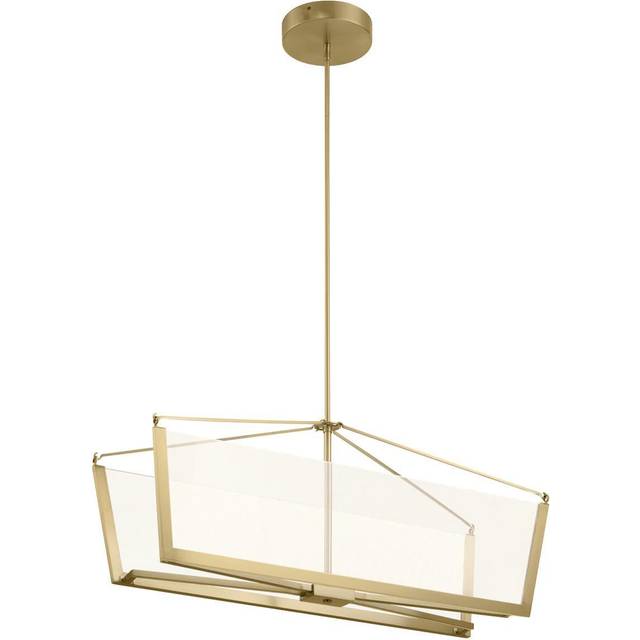 Quintiesse Kichler Calters Integrated LED Bar Pendant Ceiling Light Champagne Gold, 3000K