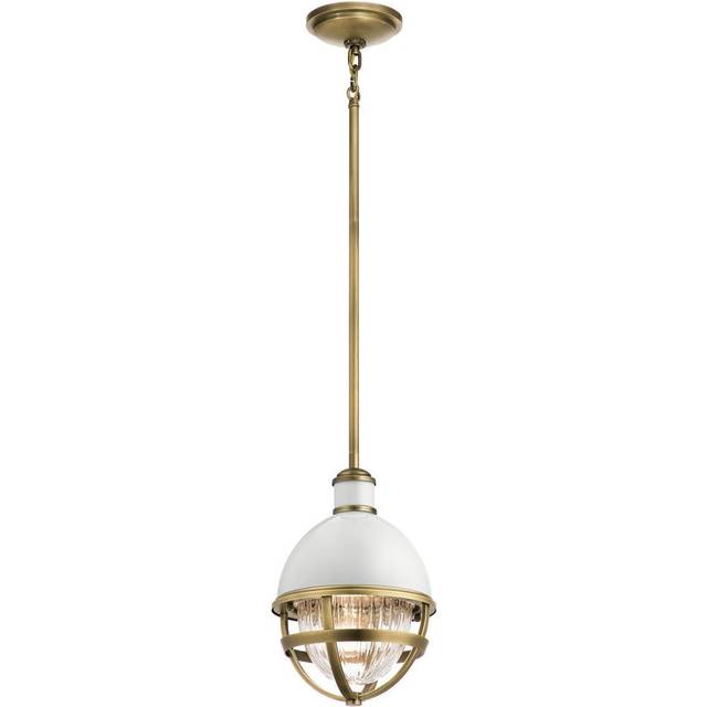 Kichler Tollis Globe Pendant Ceiling Light Natural Brass & White - Yellow - One Size