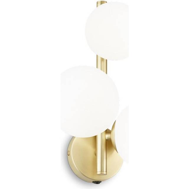 Ideal Lux Perlage 3 Globe Light Wall Lamp Brass