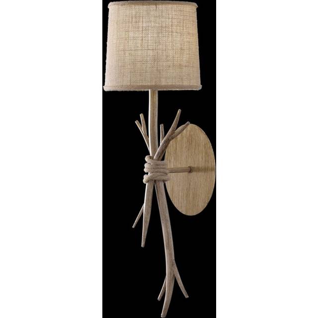 Mantra M6180 Sabina Wall Lamp 1 Light Imitation Wood Linen Shade