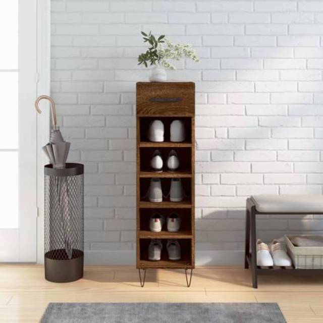 vidaXL Shoe Cabinet Brown Oak 30x35x105 cm Engineered Wood