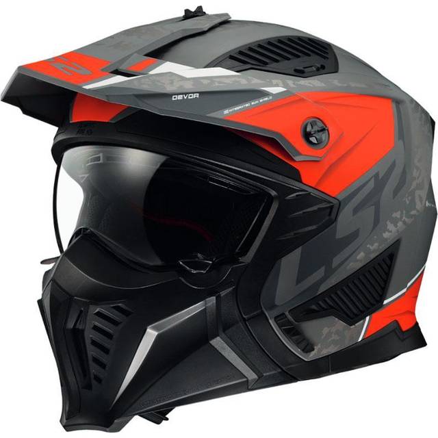 LS2, motorcycle jet and modular helmet DRIFTER Devor mat silver titanium red 2206, S