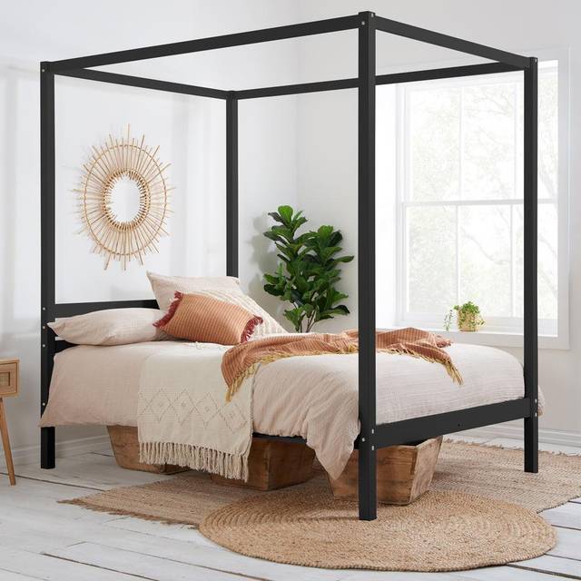 Four Poster Bed King Size Birlea Mercia Black 5Ft Solid Pine Frame Canopy