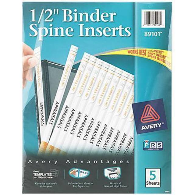 "Avery Binder Spine Inserts  for 1/2 Inch Ring Binders with 0.7"""" Spine Width  80 Cardstock View Binder Spine ID Inserts (89101)"