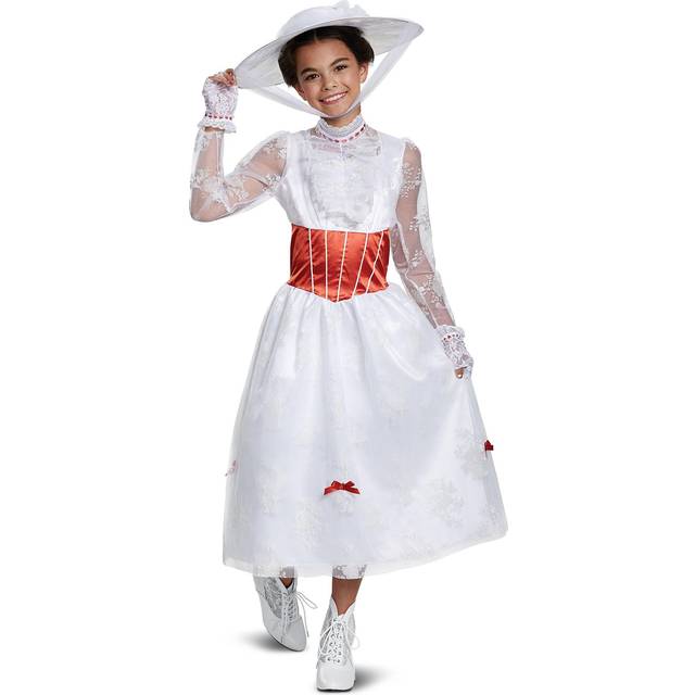 Kids Deluxe Mary Poppins Costume | Kid's Disney Costumes - Red&#47;White (10/12)
