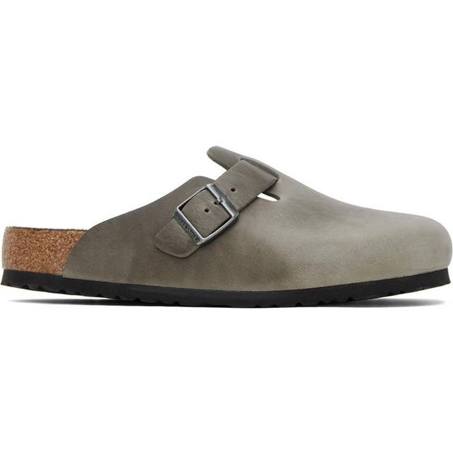 Birkenstock Boston BS Oiled Leather Unisex Slip On Iron Sandals - Medium x UK 4.5