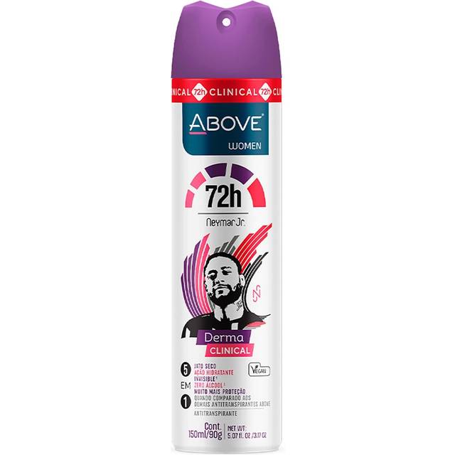 ABOVE 72 Hours Derma Clinical Antiperspirant Deodorant, Neymar Jr Women, 3.17 oz - Deodorant for Men - Mandarin, Cocoa, and Vanilla Notes - Dry Spray