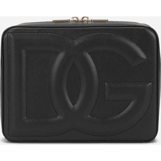 Dolce & Gabbana, Taske, Dame, Sort, ONE SIZE, Uld, Stilfuld Sort Læder Crossbody Taske