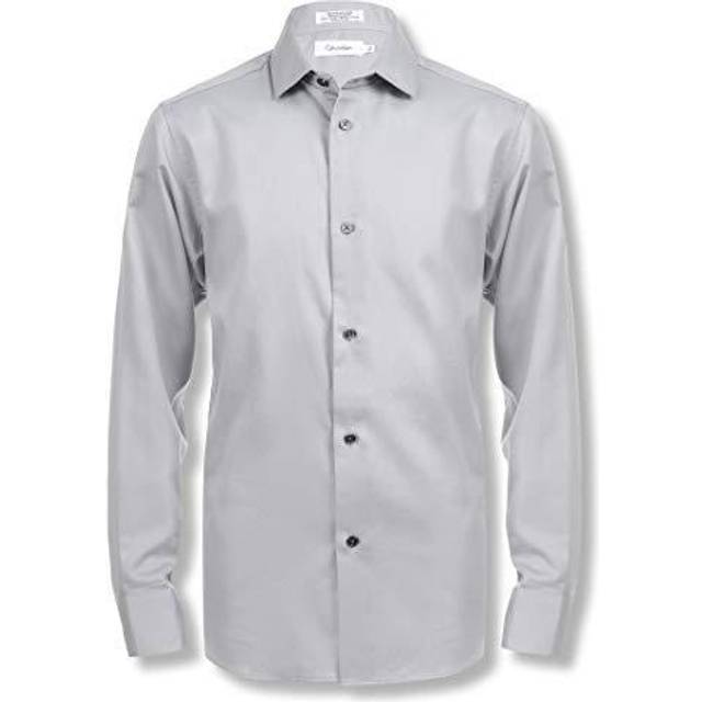 Calvin Klein Boys' Long Sleeve Sateen Dress Shirt  Button-down Style W