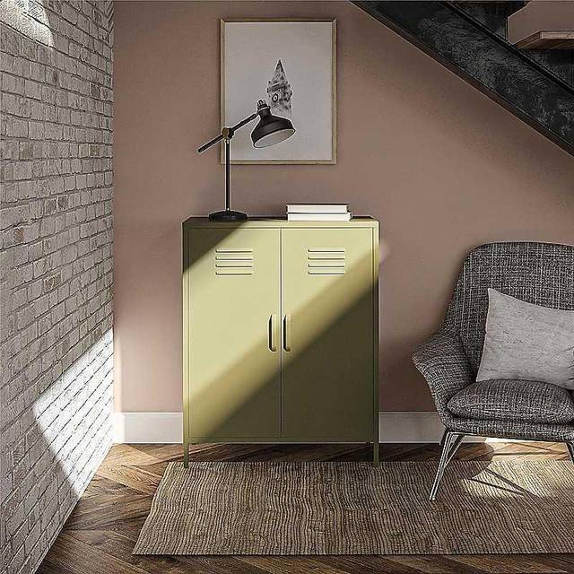 Dorel Bradford 2 Door Metal Storage Cabinet Olive Green, Green