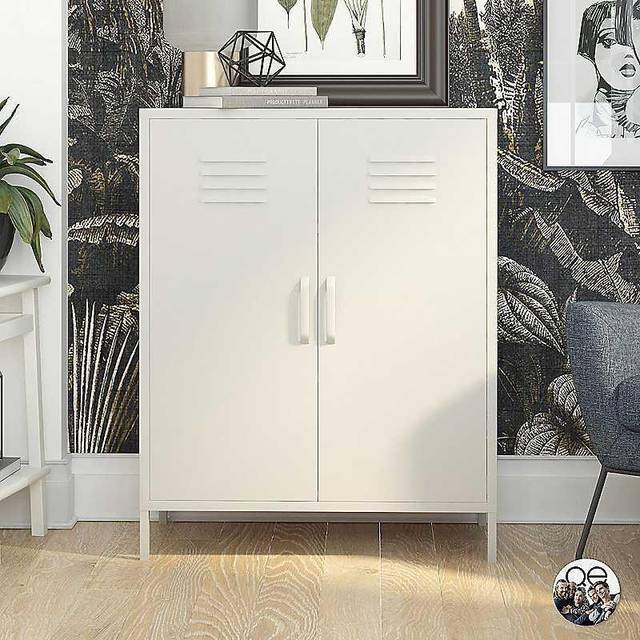 Dorel Bradford 2 Door Metal Storage Cabinet Taupe, Cream