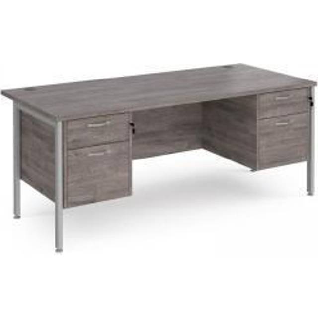 Maestro 25 straight desk 1800mm x 800mm with two x 2 drawer pedestals - silver H-frame leg, grey oak top