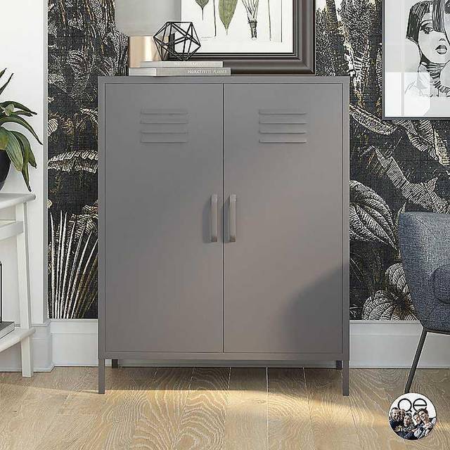 Dorel Bradford 2 Door Metal Storage Cabinet Grey, Grey