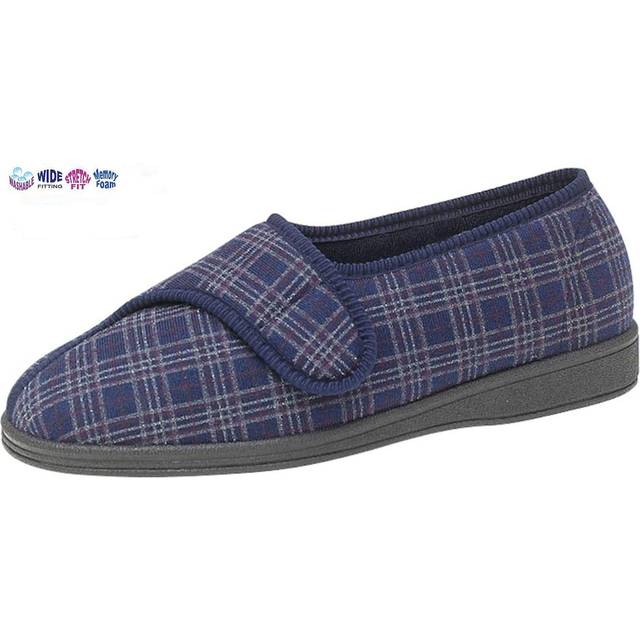 Sleepers Julian Ii Memory Foam Slippers Wide Fit Men's | Slippers  | Navy Blue  | UK Size 6