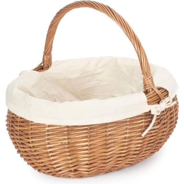 Deluxe Wicker Shopping Basket With White Lining - Large
