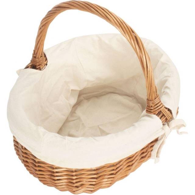 Deluxe Wicker Shopping Basket With White Lining - Small