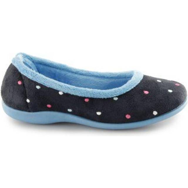 Sleepers Isla Memory Foam Slippers Womens | Slip On Shoes  | Navy/Turquoise  | UK Size 3