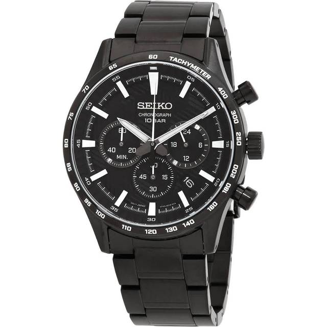 Seiko Urban Sports Chronograph Black Dial Quartz SSB415 SSB415P1 SSB415P 100M Men's Watch