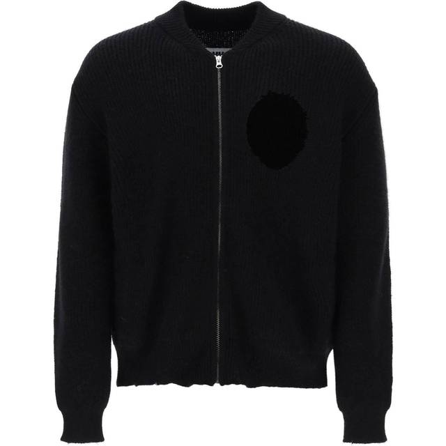 MM6 Maison Margiela, Stickade tröjor & koftor, Herr, S, Bomull, Destroyed Cardigan med dragkedja