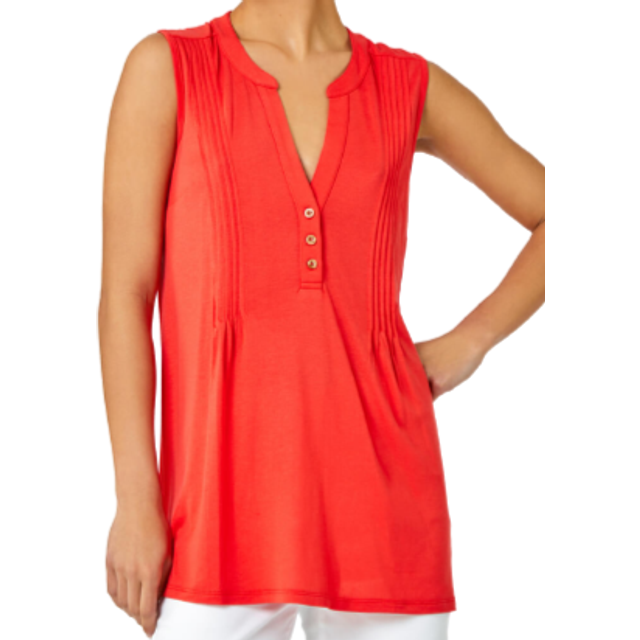 Roman Womens Sleeveless Button Detail Vest - Orange Viscose - Size 10 UK