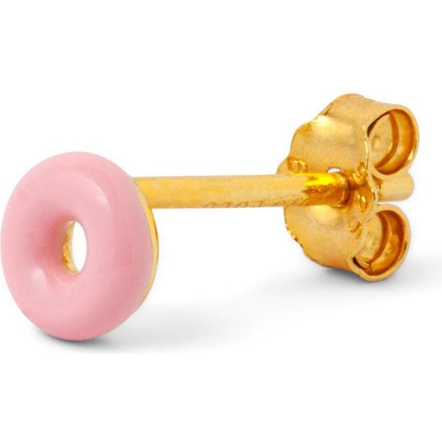 Lulu Copenhagen - Light Pink Donut Enamel Gold Plated Shiny Ear Stud