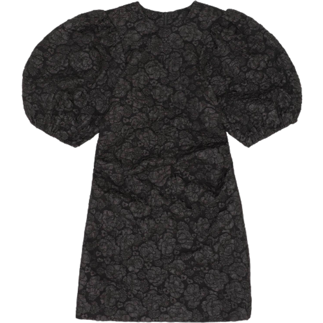 GANNI Black Puff Sleeve Minidress - 099 Black - DK 32