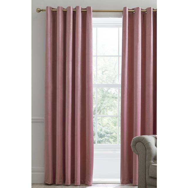 Laurence Llewelyn-Bowen Montrose Velvet Blackout Eyelet Curtains - Dusky Pink - W229xD229cm(W90xD90inches)