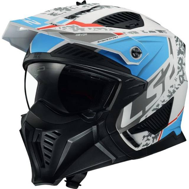 LS2 OF606 Drifter Devor Trial Helmet, white-blue, Size L for Men