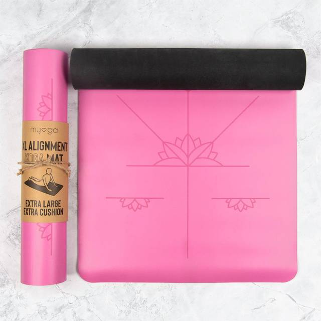 Myga Pink Alignment Yoga Mat XL - 70 x 14 x 14cm
