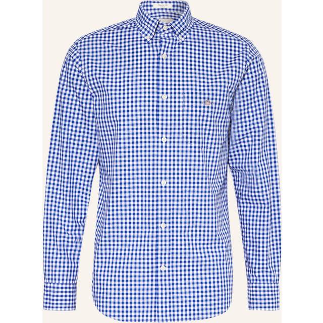 GANT Reg Poplin Gingham-skjorta för män, College Blue, L