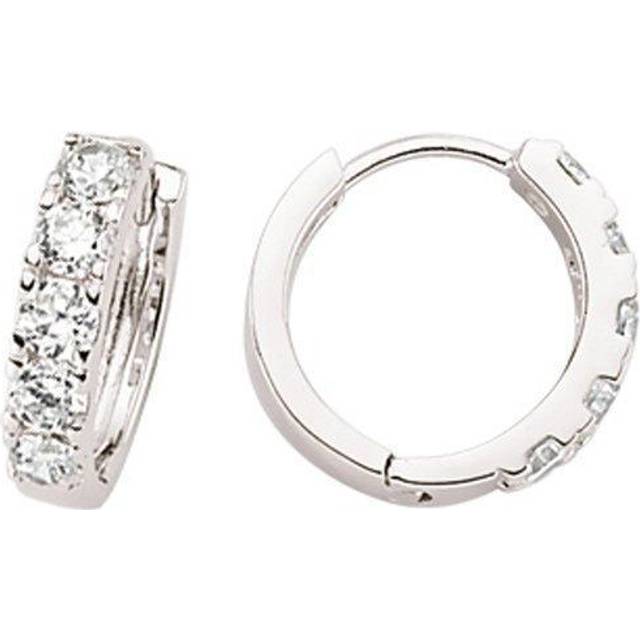 Jewelco London Ladies Sterling Silver Cubic Zirconia Eternity Huggie Hoop Earrings 15mm - GVE389